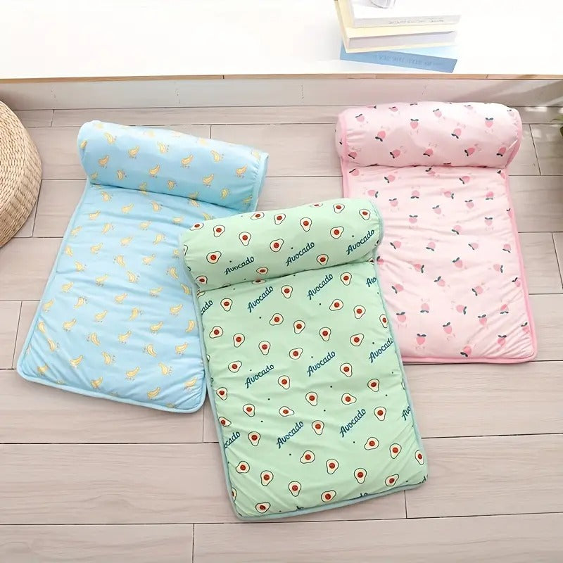Cooling Cat Bed - Summer Pet Sleeping Mat with Pillow