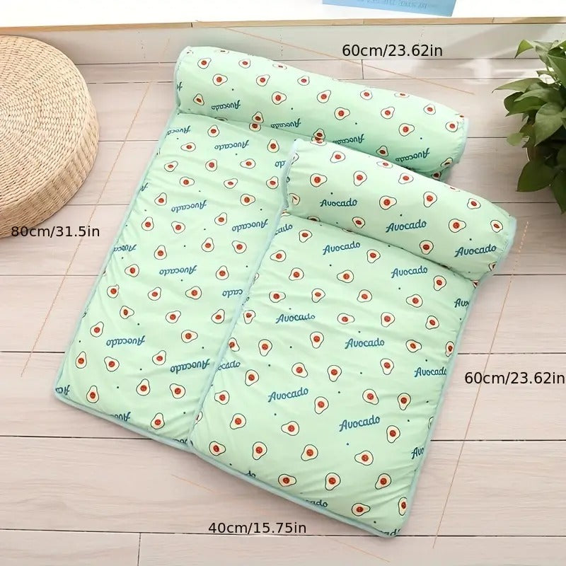 Cooling Cat Bed - Summer Pet Sleeping Mat with Pillow