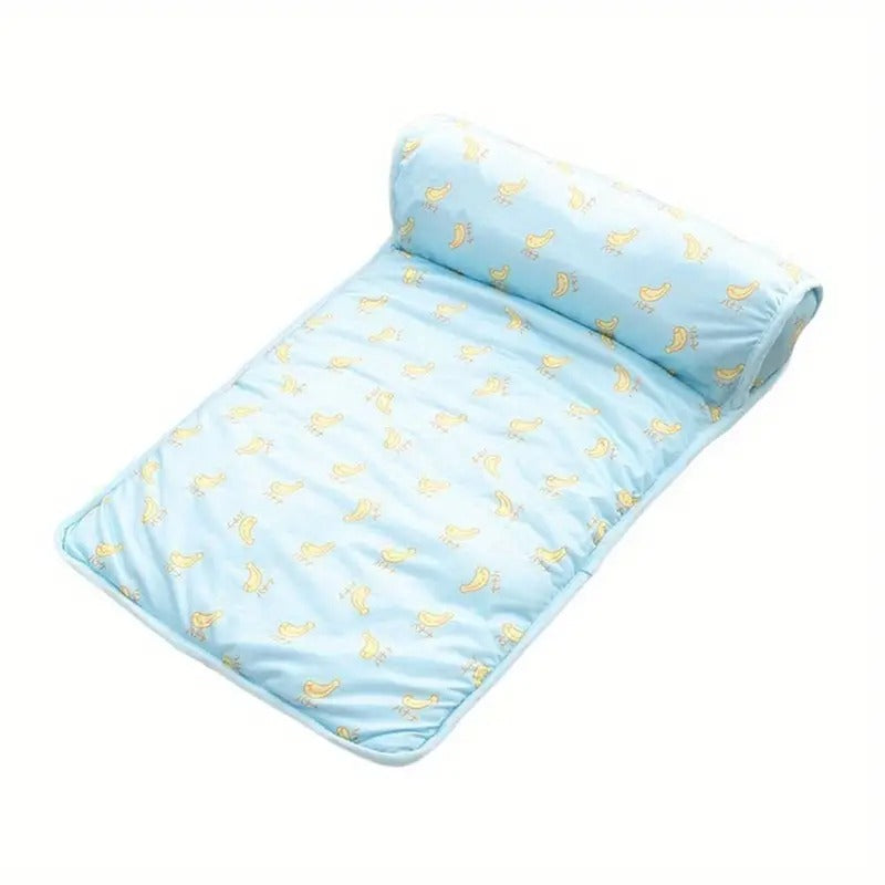 Cooling Cat Bed - Summer Pet Sleeping Mat with Pillow