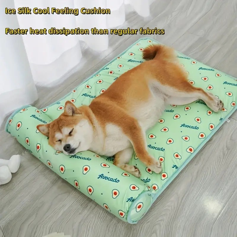 Cooling Cat Bed - Summer Pet Sleeping Mat with Pillow