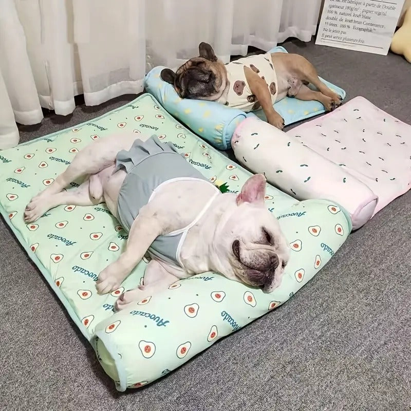 Cooling Cat Bed - Summer Pet Sleeping Mat with Pillow