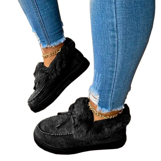 Women Round Toe Thick Sole Shoes, Orthopedic Thick Warm Cotton Boots