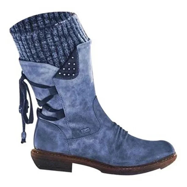 (Last day 70% OFF) Women's Winter Warm Lace Up Snow Boots, Comfort Wide Mid-calf Boots