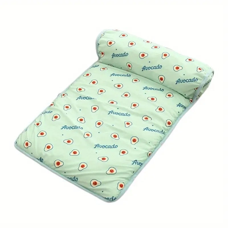 Cooling Cat Bed - Summer Pet Sleeping Mat with Pillow