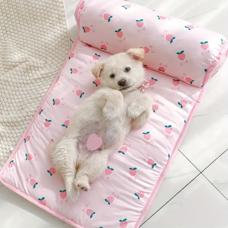 Cooling Cat Bed - Summer Pet Sleeping Mat with Pillow