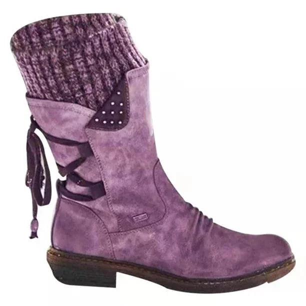 (Last day 70% OFF) Women's Winter Warm Lace Up Snow Boots, Comfort Wide Mid-calf Boots