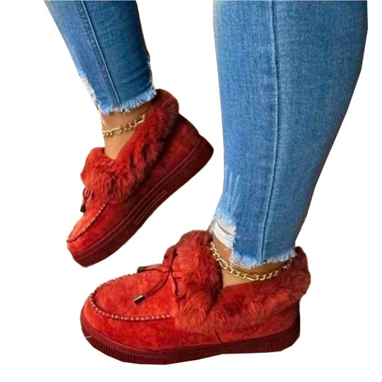 Women Round Toe Thick Sole Shoes, Orthopedic Thick Warm Cotton Boots