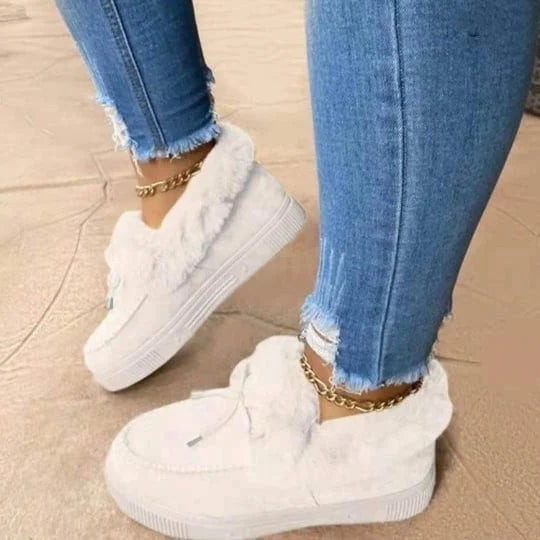 Women Round Toe Thick Sole Shoes, Orthopedic Thick Warm Cotton Boots
