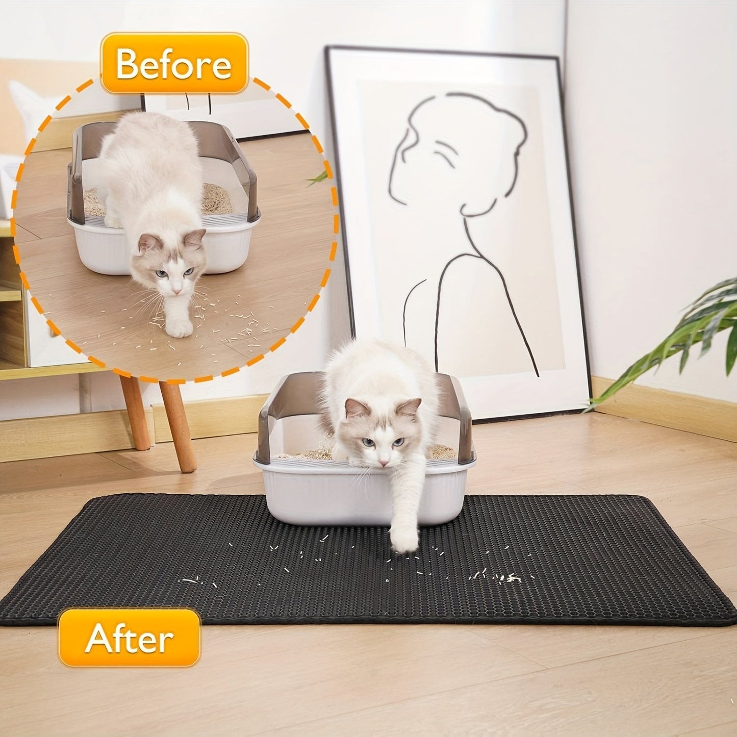 Double-Layer Cat Litter Mat for Indoor Cats!