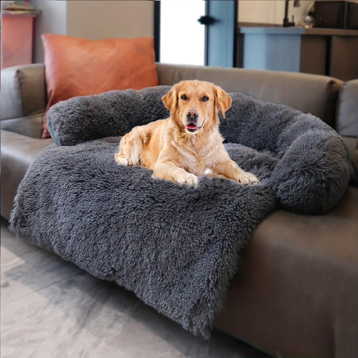 Pet Couch Cover & Calming Dog Bed Mat - Soft Plush Dog Sofa For Furniture Protector!