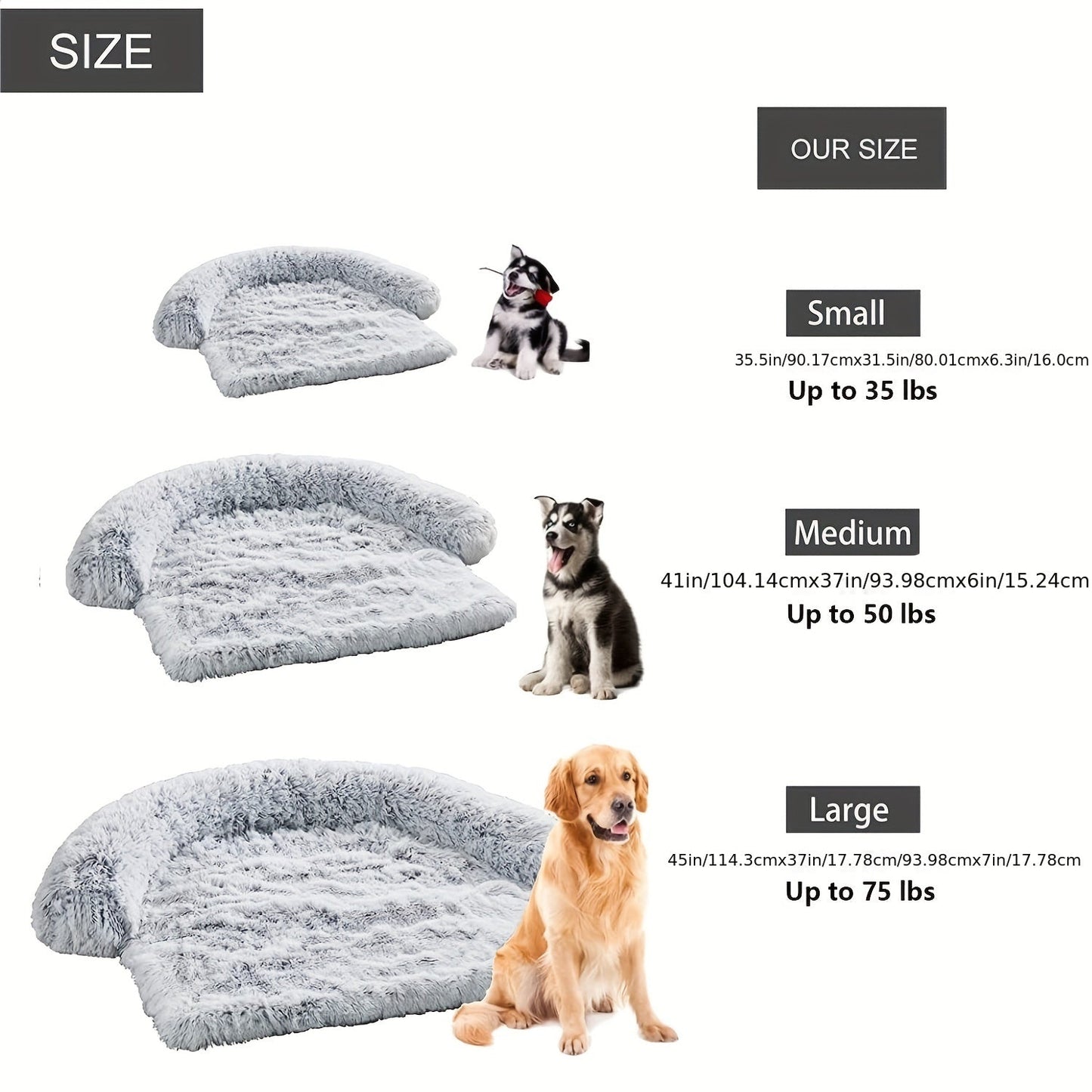 Pet Couch Cover & Calming Dog Bed Mat - Soft Plush Dog Sofa For Furniture Protector!