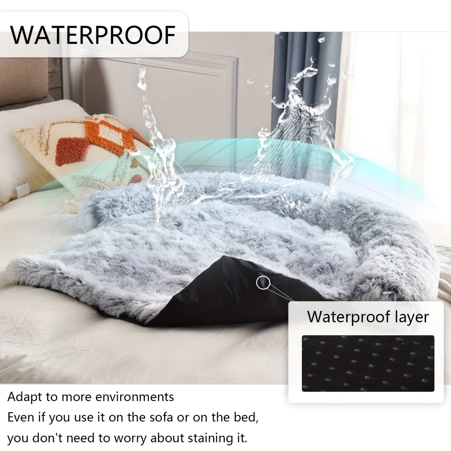Pet Couch Cover & Calming Dog Bed Mat - Soft Plush Dog Sofa For Furniture Protector!