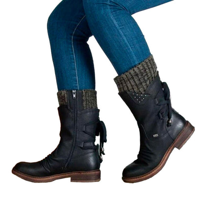 (Last day 70% OFF) Women's Winter Warm Lace Up Snow Boots, Comfort Wide Mid-calf Boots