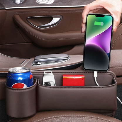 🔥HOT SALE 45% OFF 💖Car Leather Cup Holder Gap Filler Oragnizer Bag [Universal Fitment]