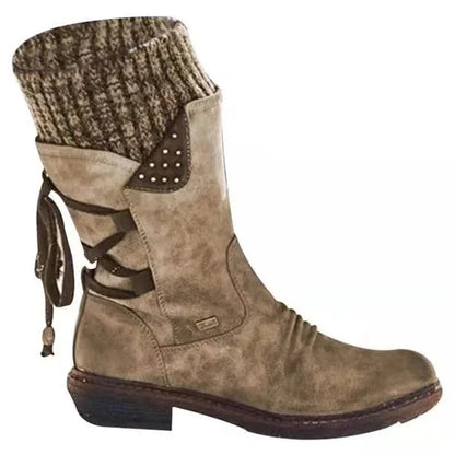 (Last day 70% OFF) Women's Winter Warm Lace Up Snow Boots, Comfort Wide Mid-calf Boots