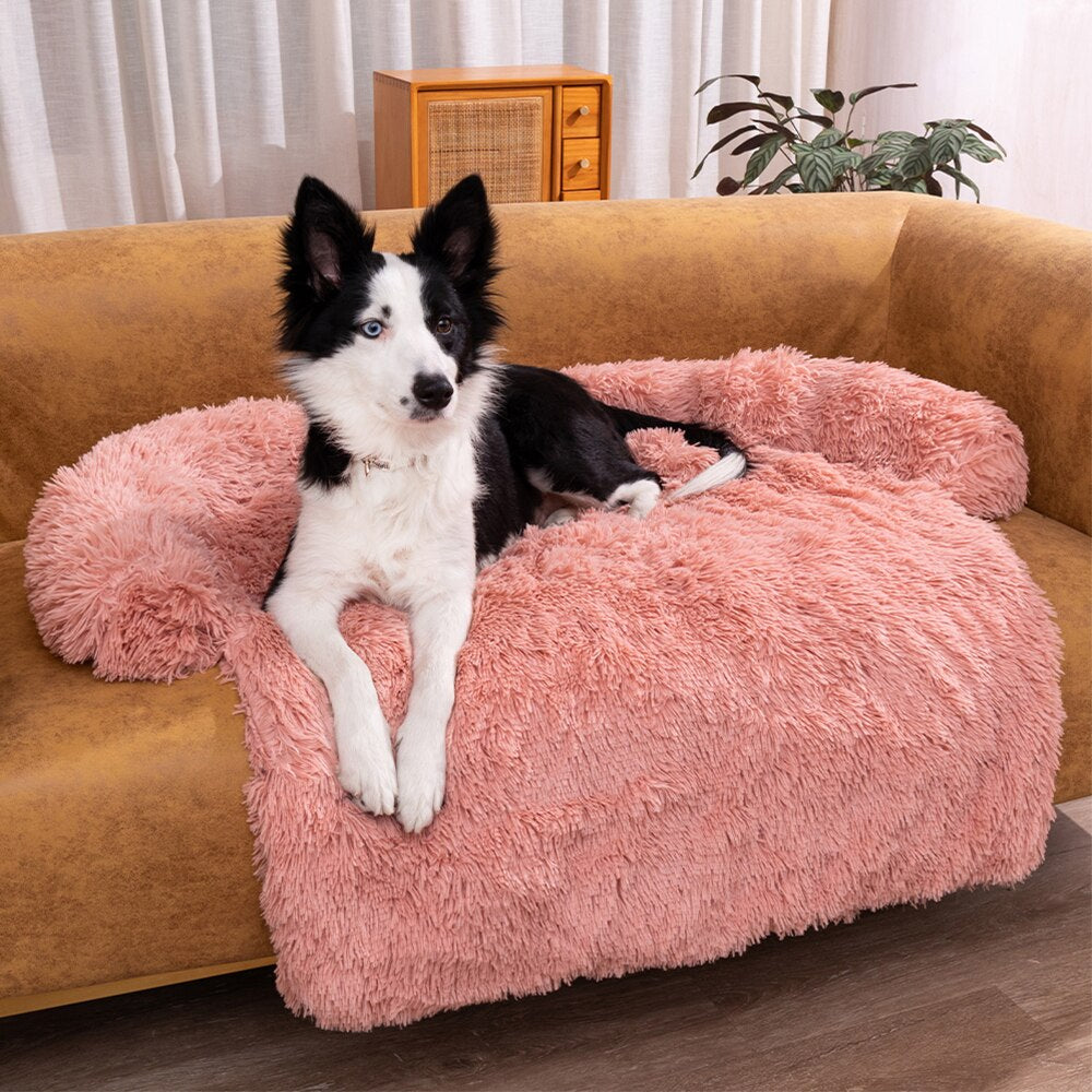 Pet Couch Cover & Calming Dog Bed Mat - Soft Plush Dog Sofa For Furniture Protector!