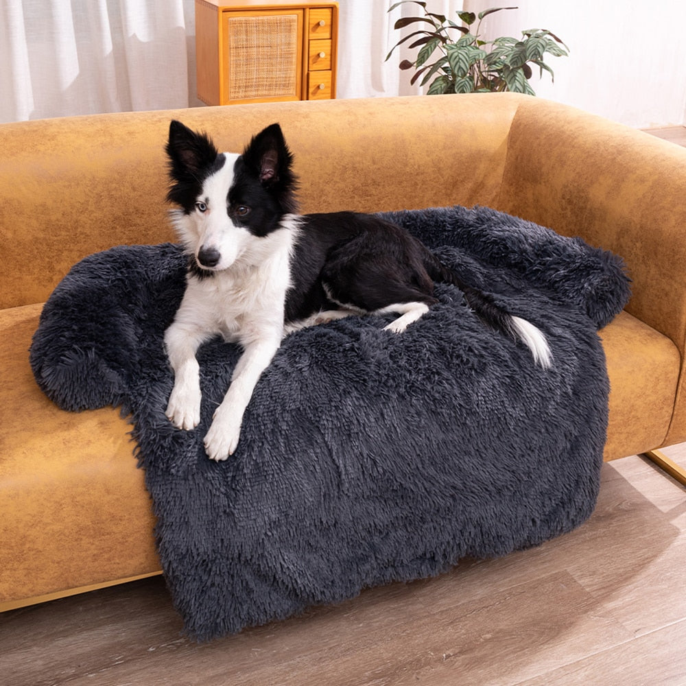 Pet Couch Cover & Calming Dog Bed Mat - Soft Plush Dog Sofa For Furniture Protector!